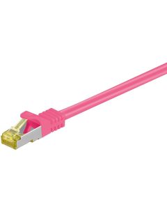 Câble de raccordement RJ45 CAT 6A S/FTP (PiMF), 500 MHz avec câble brut CAT 7, magenta