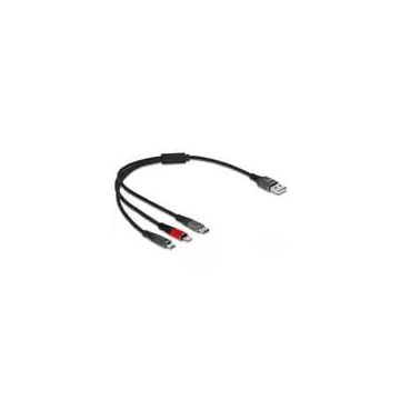 DeLOCK USB Ladekabel, USB-A Stecker > USB-C + Micro USB + Lightning Stecker-50792