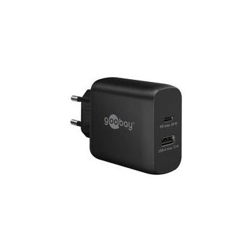 goobay USB-C Dual-Schnellladegerät, PD, GaN, 65 Watt-51926