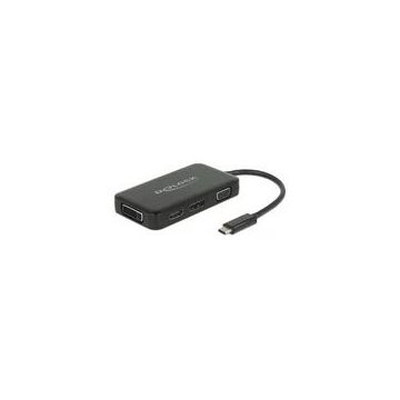 DeLOCK USB Adapter, USB-C Stecker > VGA + HDMI + DVI + DisplayPort Buchse-57676