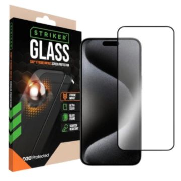Striker D3O Gehärtetes Glass Edge To Edge Displayschutzfolie Apple iPhone 15 Pro Max