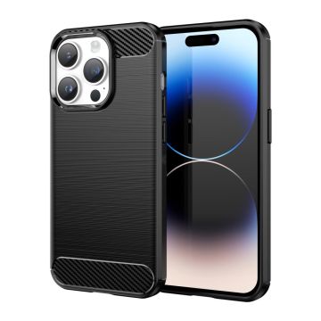 Carbon Case iPhone 14 Pro Max flexible Gel Rückseite schwarz