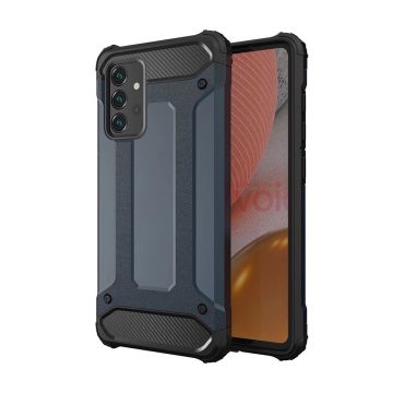 Hybrid Armor Camshield-Hülle mit Kameraabdeckung und Metallring für Samsung Galaxy S25+ – blau-682587