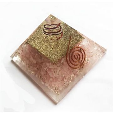 Orgonite Rose Quartz pyramid with Copper spiral 805113