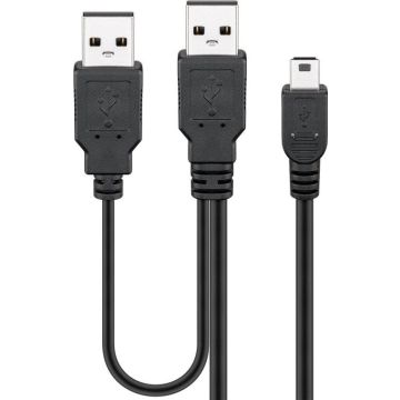 USB 2.0 Hi-Speed Dual-Power-Kabel, schwarz 907164