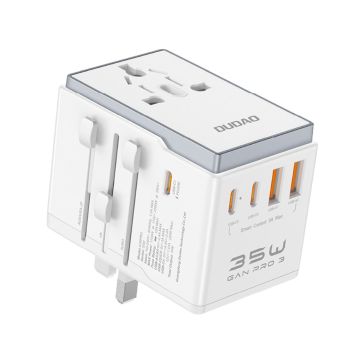 Dudao A35Pro 35W EU / UK / AUS / US / JP Reiseadapter 3x USB-C 2x USB-A - Weiß 935243