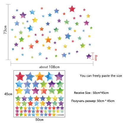 Bunte Sterne & Planeten Wandaufkleber für Kinder