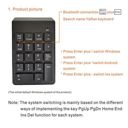 Schwarze Bluetooth Tastatur mit Nummern