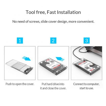 USB-3.0 Transparentes SSD/HDD-Gehäuse