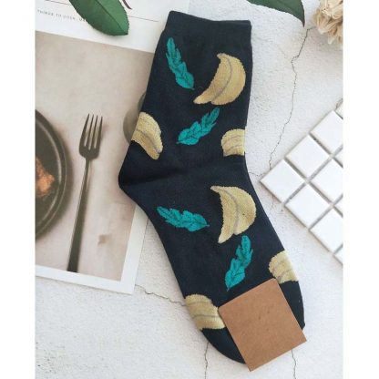 Socken mit Jacquard/Pflanzen-Motiven