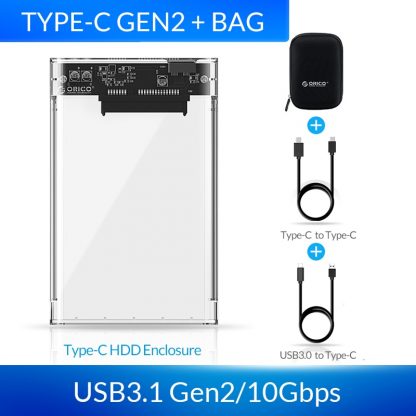 USB-3.0 Transparentes SSD/HDD-Gehäuse