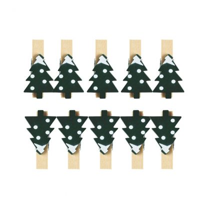 10-tlg. Set mit Weihnachtlichen Klammern aus Holz