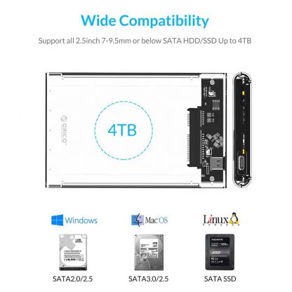 USB-3.0 Transparentes SSD/HDD-Gehäuse