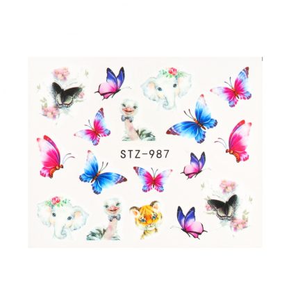 Nagelsticker-Set Schmetterling / Blume