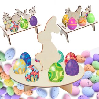 Ostern Ornament Holz Ostern Eier Regale Ständer Küken Kaninchen Muster DIY Eier Fach Rack Ostern Party Wohnkultur Schaum Ostern ei