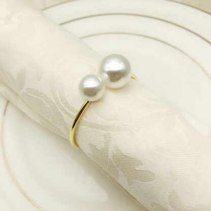 6 Stück-Set Servietten-Ring mit Perlen