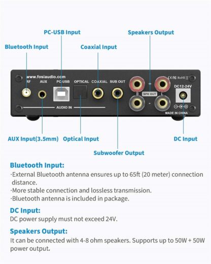 Fosi Audio DA2120A Bluetooth-Stereo-Empfänger 3