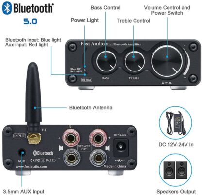 Fosi Bluetooth 5.0 Mini Hi-Fi-Digital Amp  2