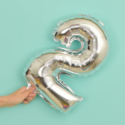 Folien Ballon Ziffer 2 40cm Silber