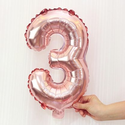 Folien Ballon Ziffer 3 40cm Rosa