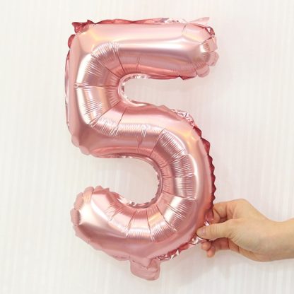 Folien Ballon Ziffer 5 40cm Rosa