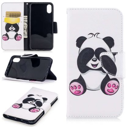 iPhone XS / X Buch Etui Tasche mit Kartenfach Blinder Panda - Image 2