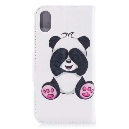 iPhone XS / X Buch Etui Tasche mit Kartenfach Blinder Panda - Image 3