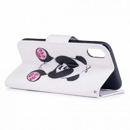 iPhone XS / X Buch Etui Tasche mit Kartenfach Blinder Panda - Image 7