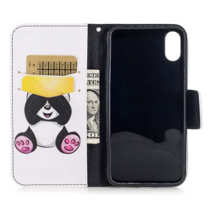 iPhone XS / X Buch Etui Tasche mit Kartenfach Blinder Panda - Image 4