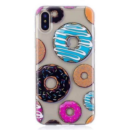 iPhone XS / X Super Slim Gummi Hülle TPU Farbige Donuts