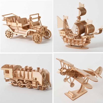DIY Holz 3D Puzzle Auto Fahrzeug Spielzeug Basteln Holzpuzzle für Kinder 