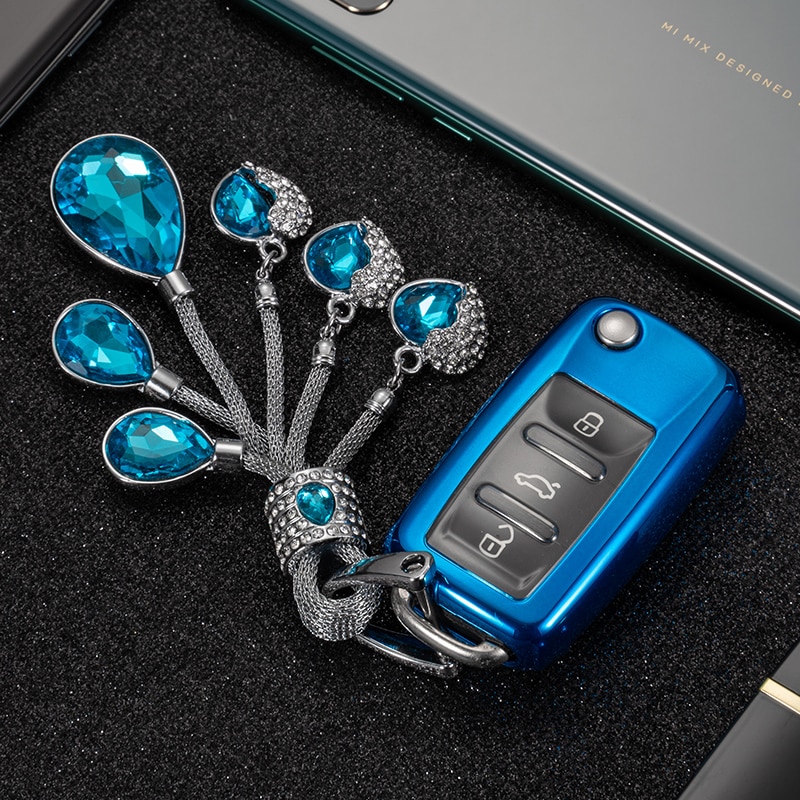 Leder Schlüsselhülle Fernbedienung Cover Schutz für Volvo XC90 XC60 V40 V90  Blau