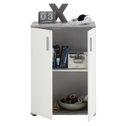 FMD Schrank mit 2 Türen Weiß und Grau - Image 3