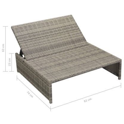 5-tlg. Garten-Lounge-Set mit Auflagen Poly Rattan Grau - Image 11