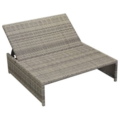 5-tlg. Garten-Lounge-Set mit Auflagen Poly Rattan Grau - Image 7