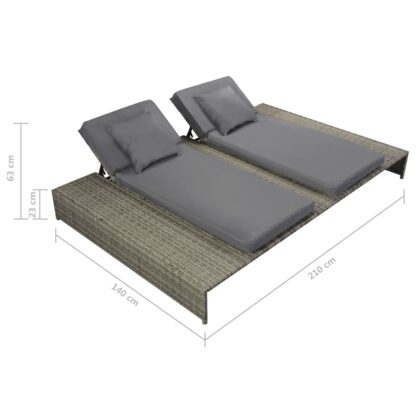 5-tlg. Garten-Lounge-Set mit Auflagen Poly Rattan Grau - Image 10