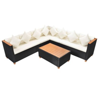 5-tlg. Garten-Lounge-Set mit Auflagen Poly Rattan Schwarz - Image 3