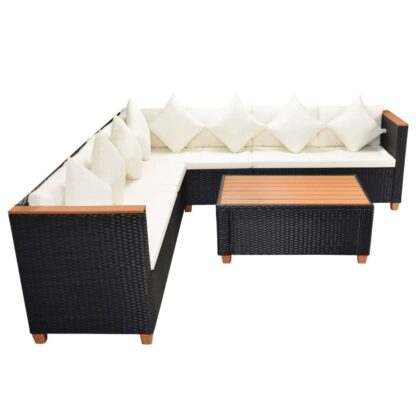 5-tlg. Garten-Lounge-Set mit Auflagen Poly Rattan Schwarz - Image 4