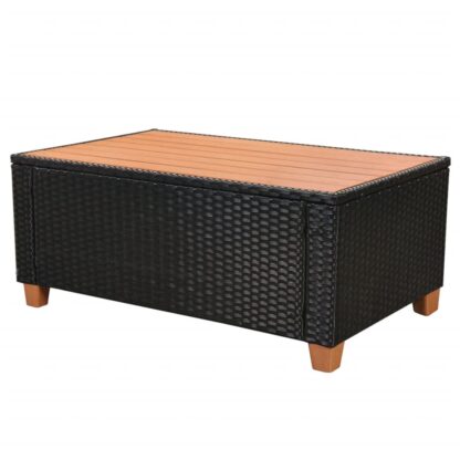 4-tlg. Garten-Lounge-Set mit Auflagen Poly Rattan Schwarz - Image 7