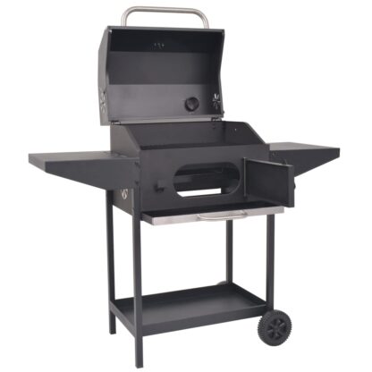 Holzkohlegrill Smoker mit Ablage Schwarz - Image 2