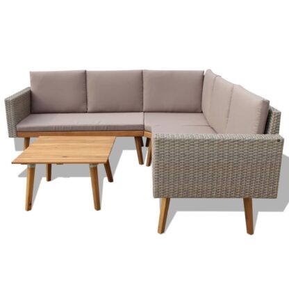 4-tlg. Garten-Lounge-Set mit Auflagen Poly Rattan Grau - Image 3