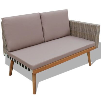 4-tlg. Garten-Lounge-Set mit Auflagen Poly Rattan Grau - Image 4