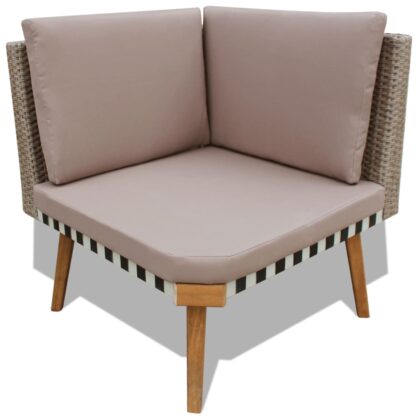 4-tlg. Garten-Lounge-Set mit Auflagen Poly Rattan Grau - Image 6