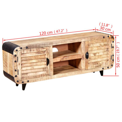 TV-Schrank Raues Mangoholz 120x30x50 cm - Image 9