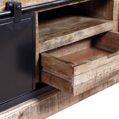 TV-Schrank mit 2 Schiebetüren Massivholz Mango 110x30x45 cm - Image 9