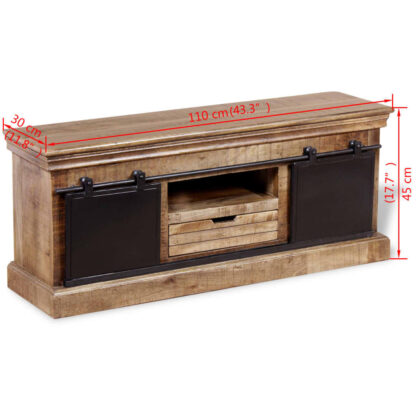 TV-Schrank mit 2 Schiebetüren Massivholz Mango 110x30x45 cm - Image 10