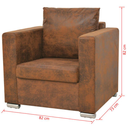 Sessel Braun Wildleder-Optik - Image 5