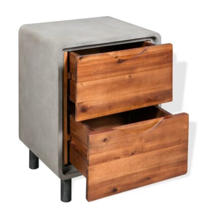 Nachttisch Beton Massivholz Akazie 40x30x50 cm - Image 3