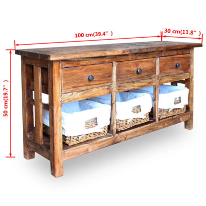 Sideboard Altholz Massiv 100x30x50 cm - Image 6