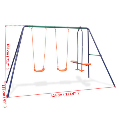 Schaukelset mit 4 Sitzen Orange - Image 10